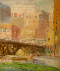 Painting: Madison Street Bridge Across the Chicago River, 1925
